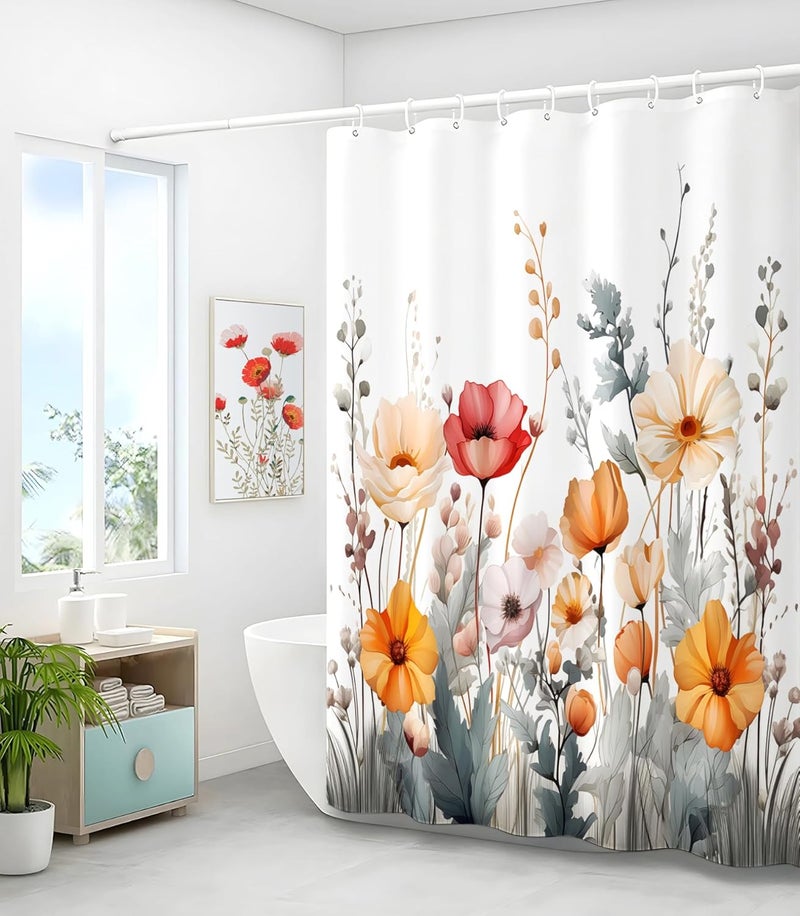 Stanoha Shower Curtain for Bathroom Stall Modern Cute Aesthetic Washable Decorative Girly Waterproof Unique Wildflower Elegant Girls Chic Print Design Teen Women Cortinas de Baño Bathtub 72 x72 Inch - Image 4